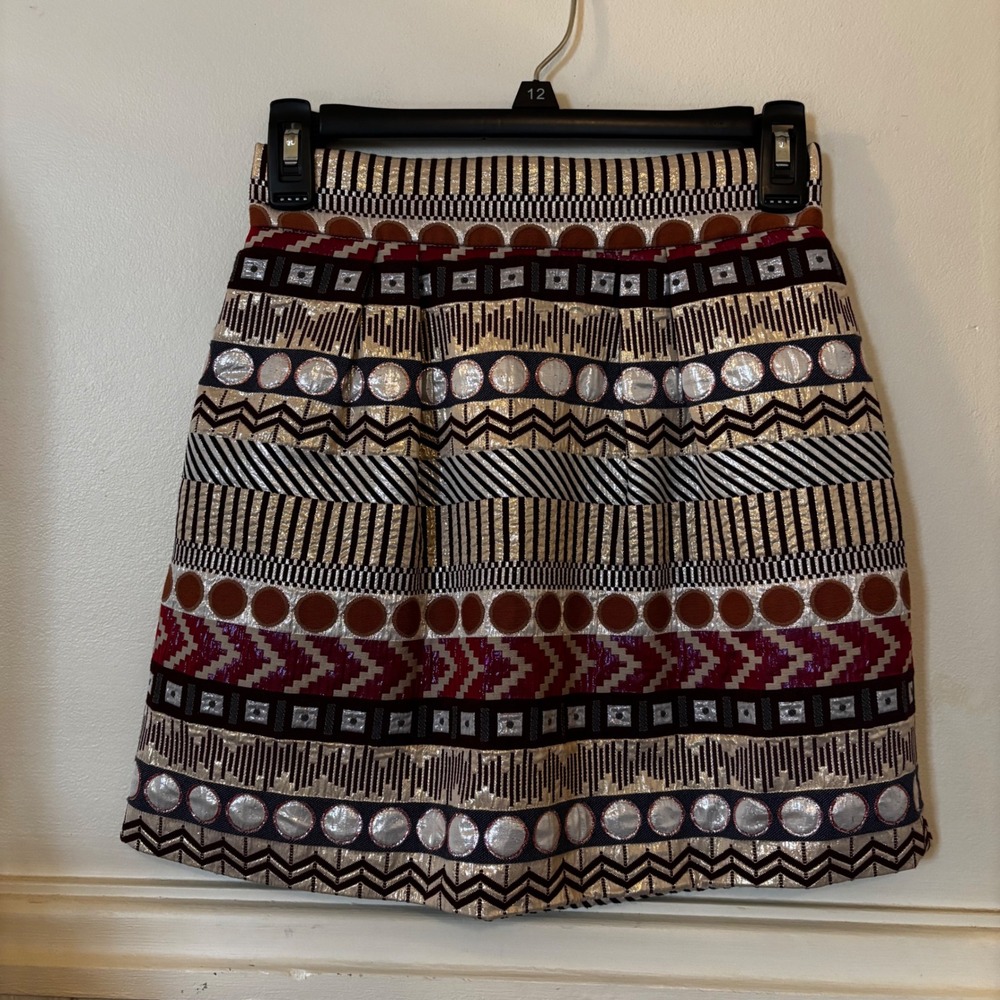 Anthropology Nomad by Morgan Carper Women's Mini Skirt 2P Metallic Geometric